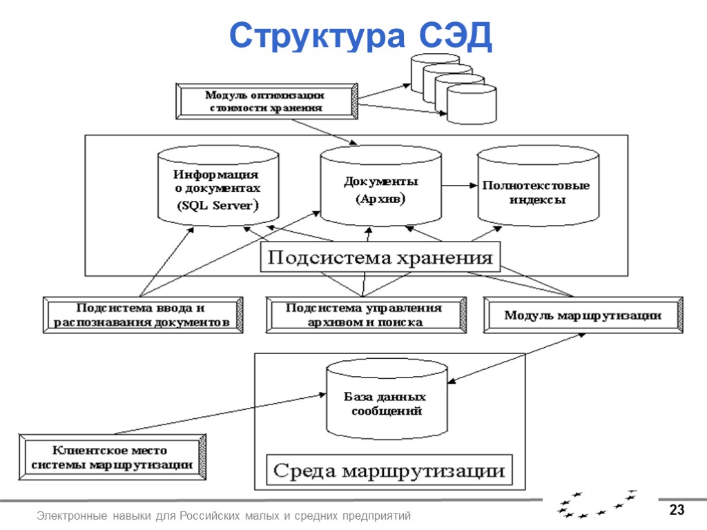 23 Электронные навыки для Российских малых и средних предприятий Структура СЭД